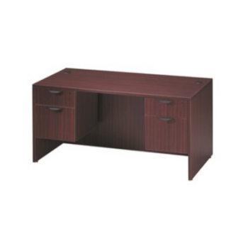 brown desk with drawers